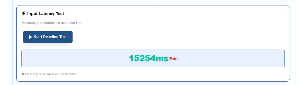 Overview of input latency test interface showing timing measurements